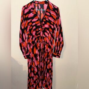 Scoop NYC Red and Orange Long Sleeve Cocktail Dress